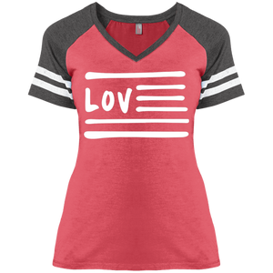 Love Nation District Ladies' Game V-Neck T-Shirt