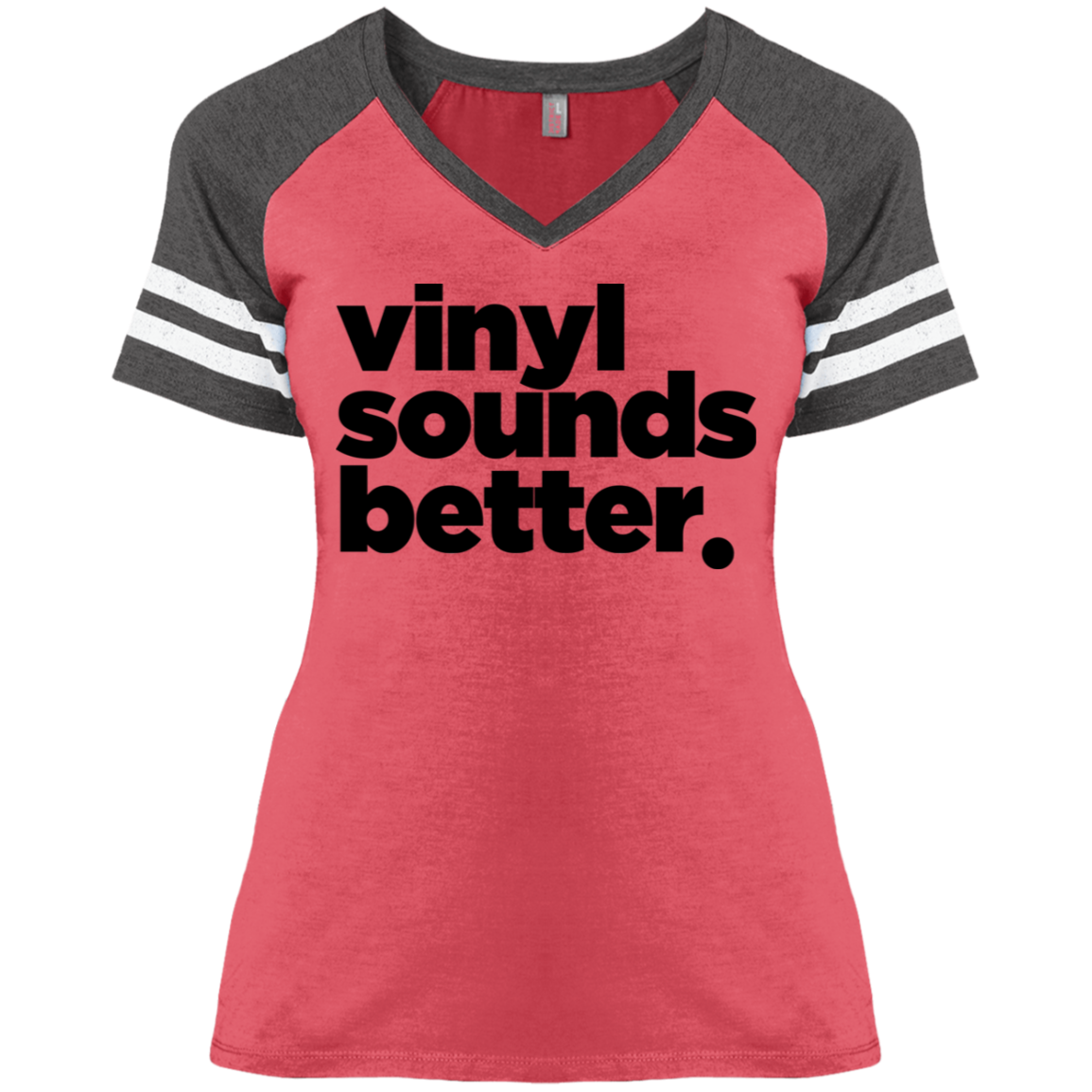 Vinyl Sounds Better District Ladies' Game V-Neck T-Shirt