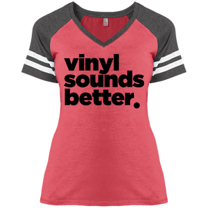 Vinyl Sounds Better District Ladies' Game V-Neck T-Shirt