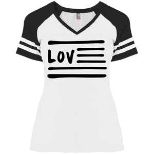 Love Nation District Ladies' Game V-Neck T-Shirt