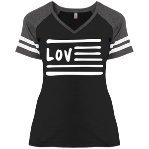Love Nation District Ladies' Game V-Neck T-Shirt