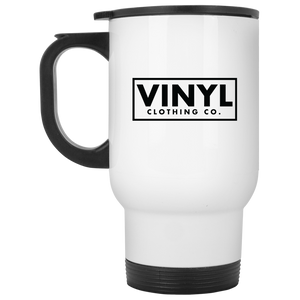 Vinyl Clothing Co. White Travel Mug