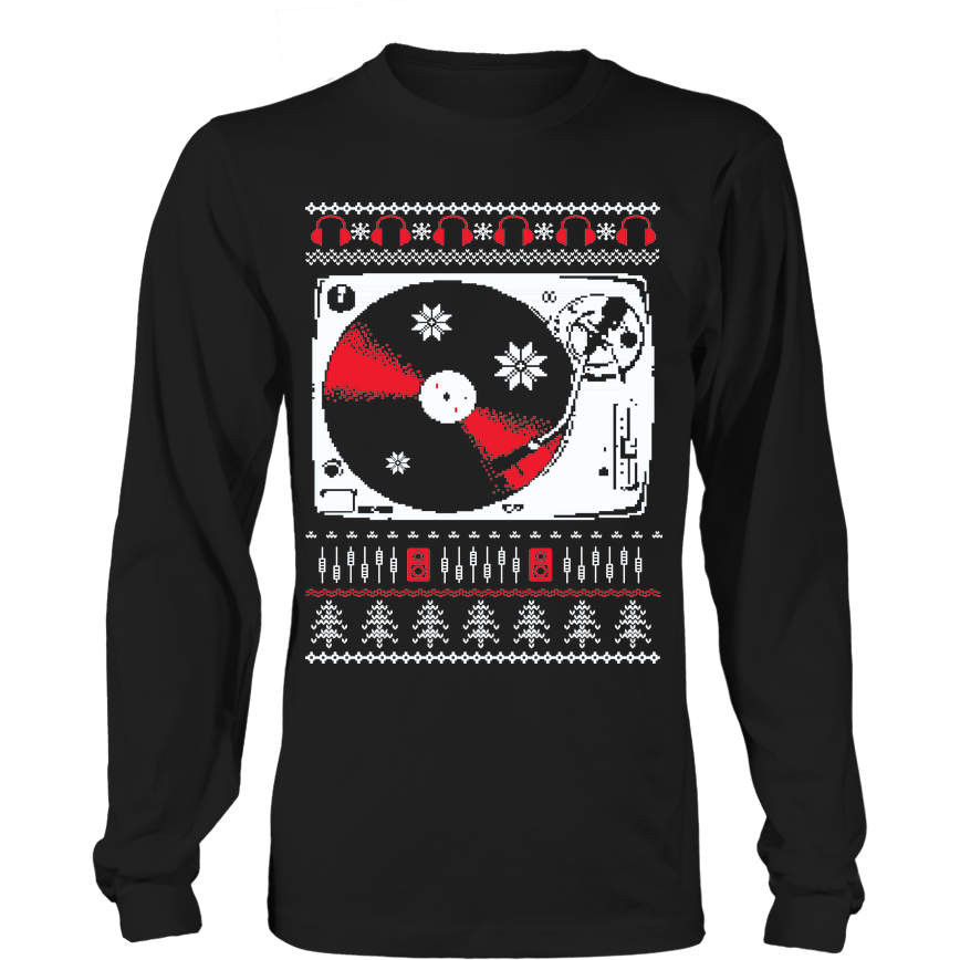 Ugly Christmas Sweater Long Sleeve Shirt - Vinyl Clothing Co - DJ Apparel Clothing Disc Jockey Vinyl Gear