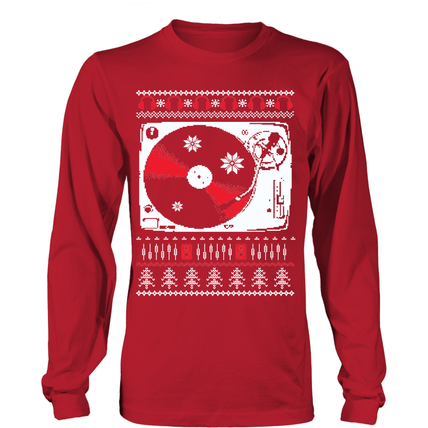 Ugly Christmas Sweater Long Sleeve Shirt - Vinyl Clothing Co - DJ Apparel Clothing Disc Jockey Vinyl Gear