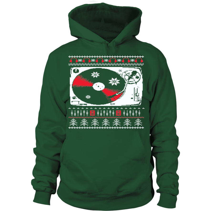 Ugly Christmas Sweater Hoodie - Vinyl Clothing Co - DJ Apparel Clothing Disc Jockey Vinyl Gear