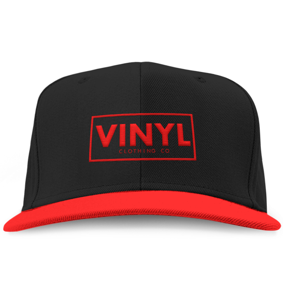 Vinyl Clothing Co Snapback Hat - Black/Red - Vinyl Clothing Co - DJ Apparel Clothing Disc Jockey Vinyl Gear