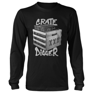 Crate Digger Long Sleeve Shirt (Black) - Vinyl Clothing Co - DJ Apparel Clothing Disc Jockey Vinyl Gear