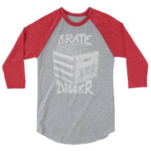 Crate Digger 3/4 Sleeve Raglan Shirt - Vinyl Clothing Co - DJ Apparel Clothing Disc Jockey Vinyl Gear