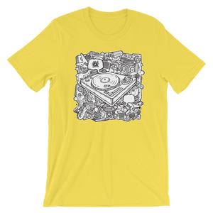 Turntable Collage Short-Sleeve Unisex T-Shirt - Vinyl Clothing Co - DJ Apparel Clothing Disc Jockey Vinyl Gear