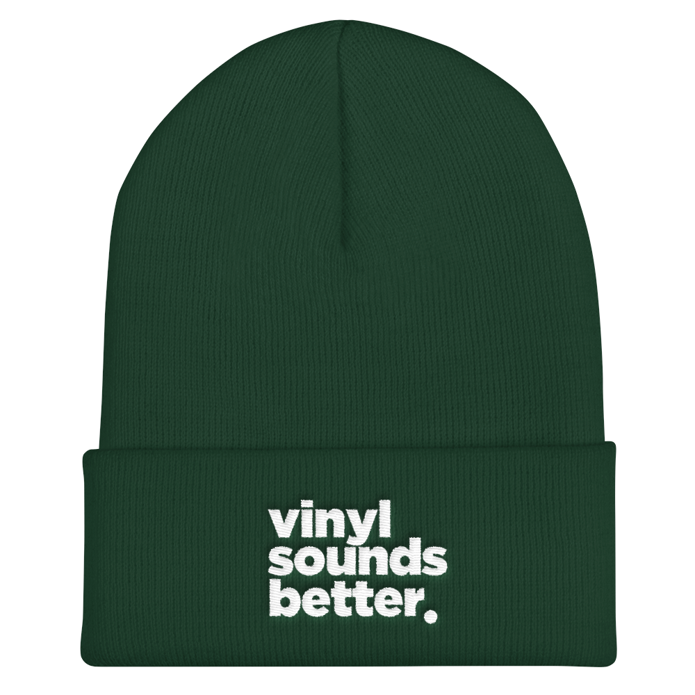 Vinyl Sounds Better Cuffed Beanie - Vinyl Clothing Co - DJ Apparel Clothing Disc Jockey Vinyl Gear