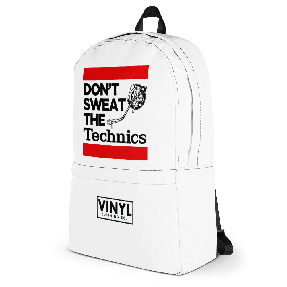 Don't Sweat The Technics Backpack - Vinyl Clothing Co - DJ Apparel Clothing Disc Jockey Vinyl Gear