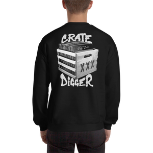 Crate Digger (Back) Sweatshirt - Vinyl Clothing Co - DJ Apparel Clothing Disc Jockey Vinyl Gear