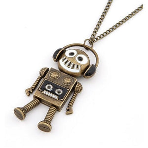 Quirky DJ Robot Pendant Necklace