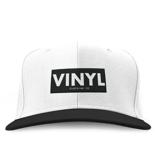 Vinyl Clothing Co Snapback Hat - White/Black - Vinyl Clothing Co - DJ Apparel Clothing Disc Jockey Vinyl Gear