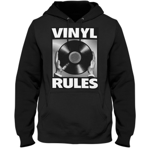 Vinyl Rules DJ Hoodie (Black) - Vinyl Clothing Co - DJ Apparel Clothing Disc Jockey Vinyl Gear