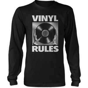 Vinyl Rules Long Sleeve Shirt - Vinyl Clothing Co - DJ Apparel Clothing Disc Jockey Vinyl Gear